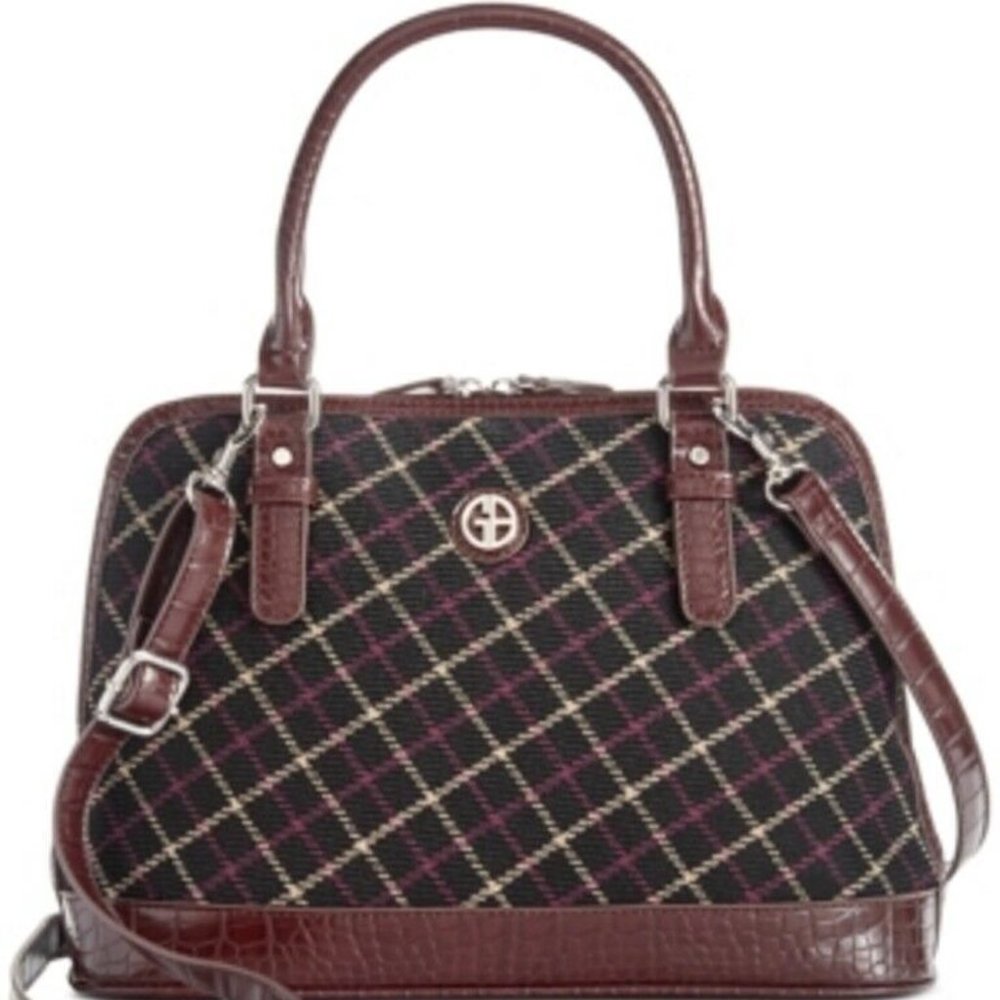 Giani Bernini Croco Dome Satchel - Black/Plaid